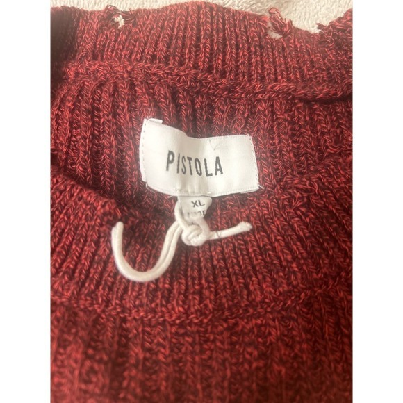 PISTOLA Eva Distressed Cotton Crew Neck Sweater Cherry black Marl XL NWT - Picture 5 of 11